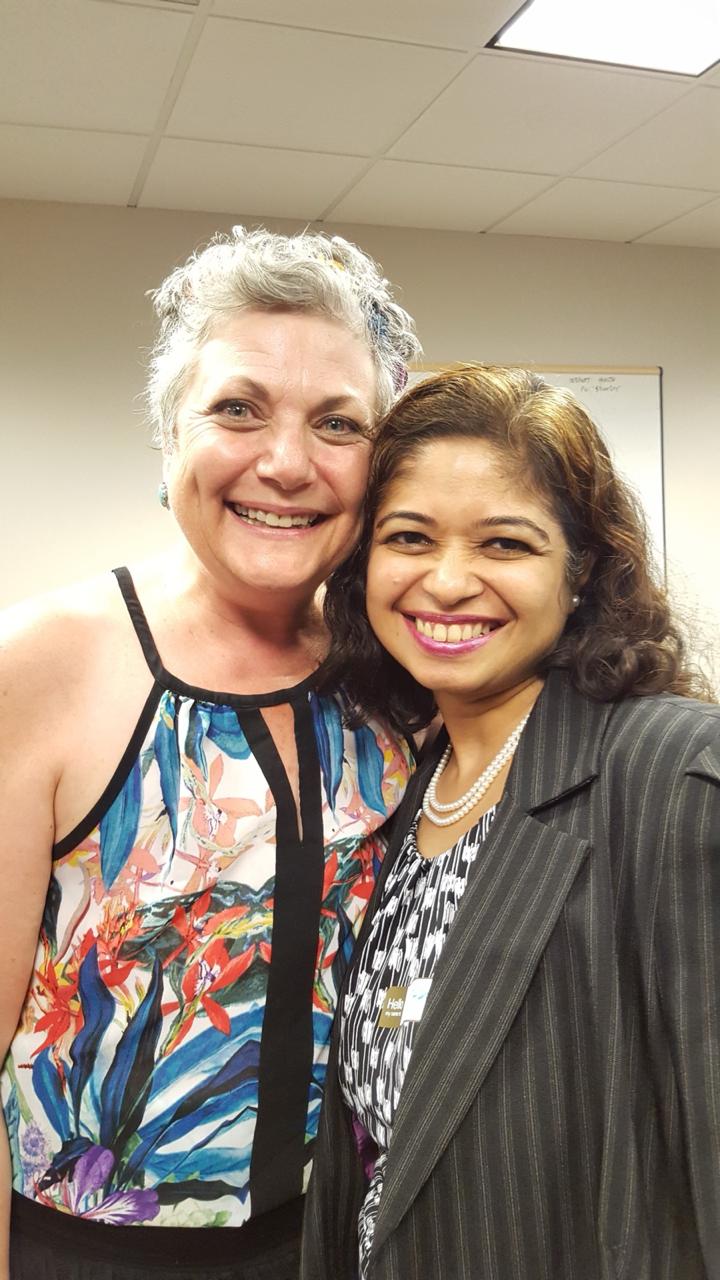 Geetha Krishnan with a fellow participant at a workshop